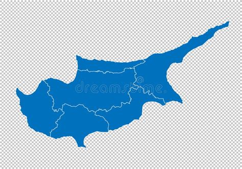 Cyprus Map High Detailed Blue Map With Counties Regions States Of