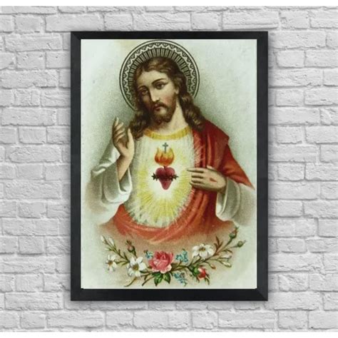 Quadro Jesus Cristo Sagrado Cora O Moldura E Acetato Tamanho A