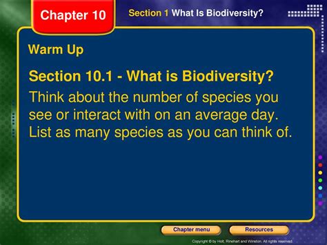 Chapter 10 Section 1 What Is Biodiversity Warm Up Ppt Download