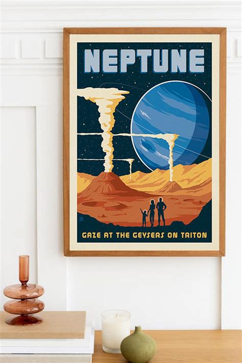 Neptune The Geysers Of Triton Poster Space Vintage Poster Etsy