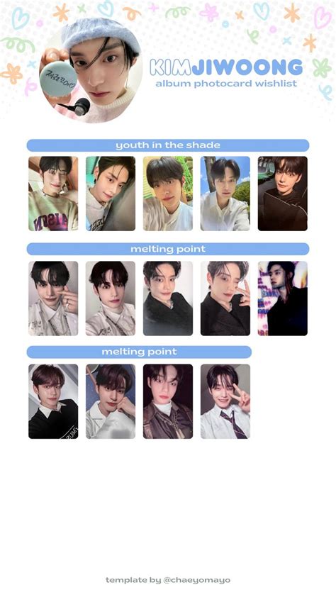 Kim Jiwoong Only Korean Album Photocard Template Zb1 Zerobaseone Pc