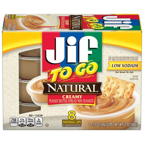 Jif To Go Natural Creamy Peanut Butter Jif