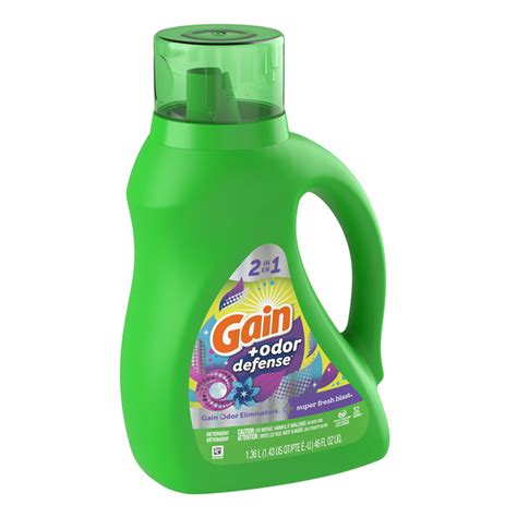 Gain Odor Defense Liquid Laundry Detergent Super Fresh Blast Scent He