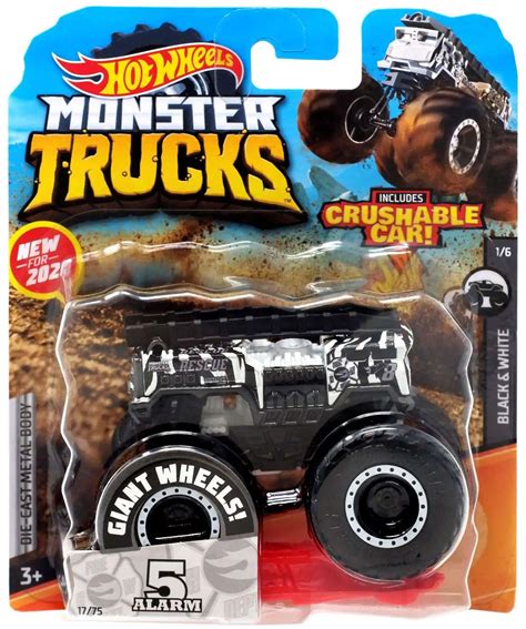 Hot Wheels Monster Trucks 5 Alarm 164 Diecast Car Black White Mattel ...