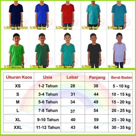 Jual Kaos Polos Anak Cowok Cewek Xs S M L Xl Xxl Usia 1 12 Tahuh Lengan