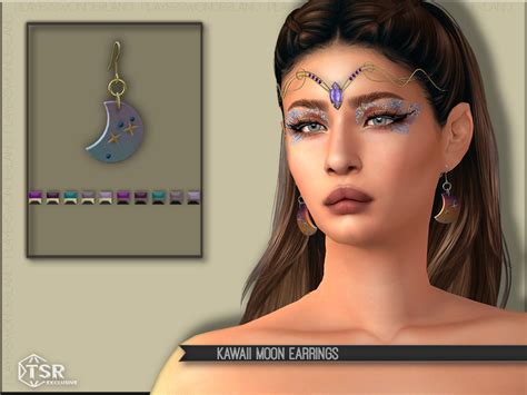 PlayersWonderland S Kawaii Moon Earrings In 2024 Moon Earrings Sims