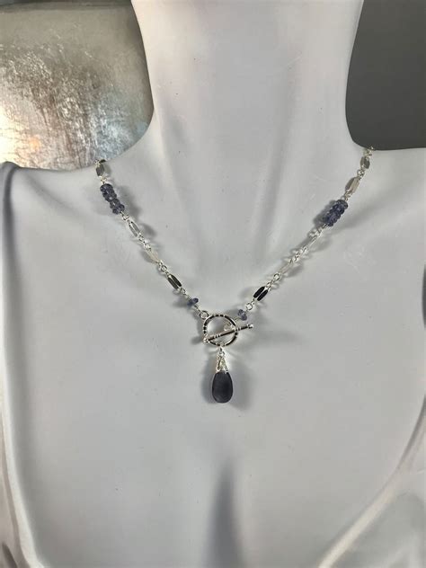 Iolite Sterling Silver Necklace Iolite Necklace Iolite Jewelry Etsy