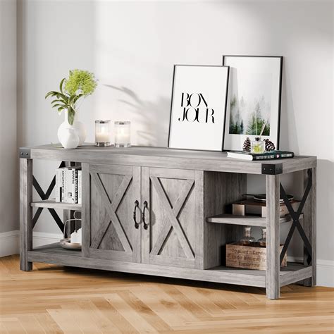 Homefan 59 Inch Tv Stand For Tv Up To 50 60 65 Inches Farmhouse Wood