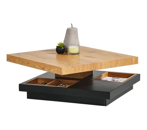 Table basse plateau pivotant TURN Imitation chêne et noir Table basse BUT