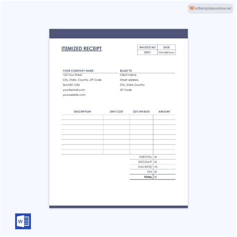 22 Free Itemized Receipt Templates Word Excel PDF