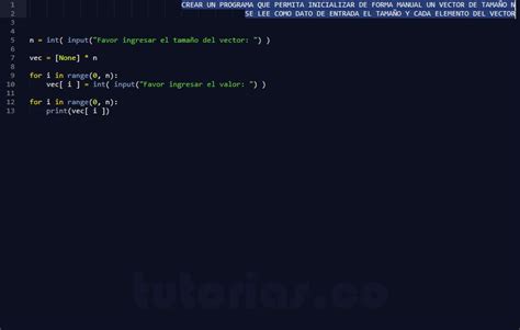 Arrays Python Inicializacion Manual Vector Tutorias Co