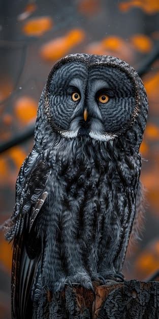 Premium Photo Vertical Portrait Of Great Gray Owl Strix Nebulosa