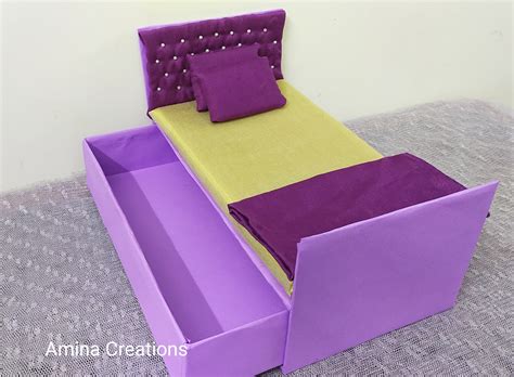 AMINA CREATIONS: DIY DOLL BED/ BEAUTIFUL BED FOR BARBIE DOLL WITH VIDEO