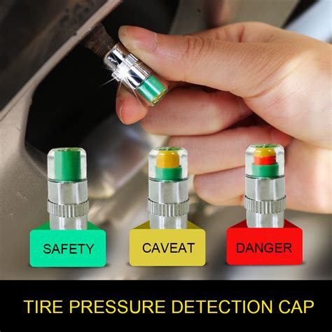 4pcslot 24 Bar Car Auto Tire Pressure Alarm Monitor Valve Stem Caps