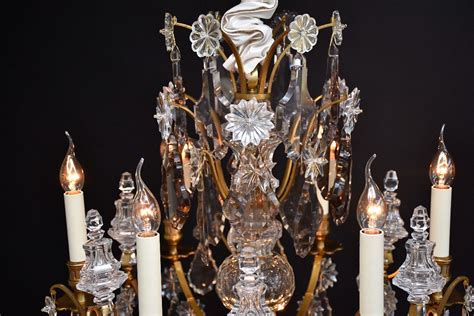 Proantic Lustre Baccarat En Bronze Dor De Style Louis Xvi