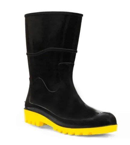 Bota De Pvc Preta Solado Amarelo Cano M Dio N Monfer Ferramentas