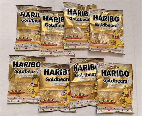 8 Bags Haribo 100th Anniversary Pineapple Gummi Gummies Goldbears Candy