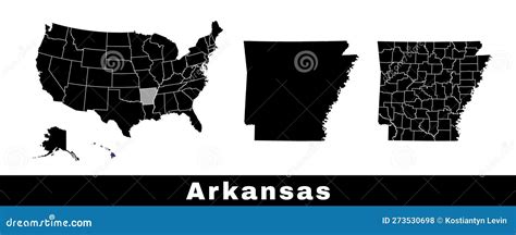 Map Of Arkansas State USA Set Of Arkansas Maps With Outline Border