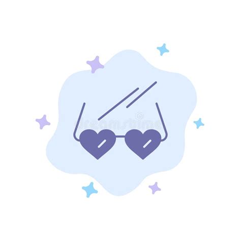 Glasses Love Heart Wedding Blue Icon On Abstract Cloud Background