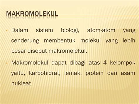 Makromolekul Proses Pencernaan Makromolekul Dan Nutrient Ppt Download