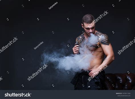 Vaper Man Muscular Naked Torso Tattoos Stock Photo 1072911320 Shutterstock