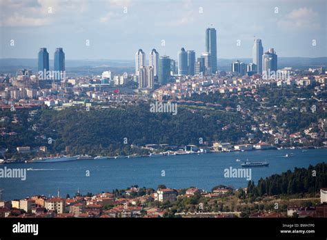 Istanbul General view of Modern city, Towers Europe side from Asia with ...