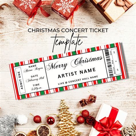 Editable Christmas Concert Ticket Template Event Ticket Canva Template