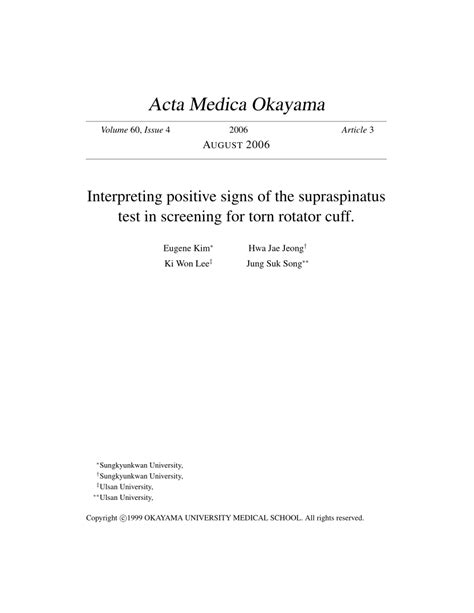 (PDF) Interpreting positive signs of the supraspinatus test in ...