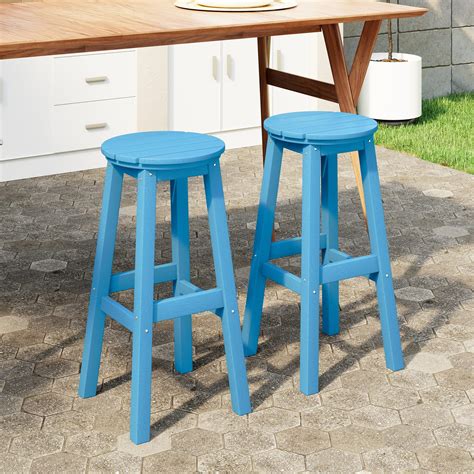 Westintrends Malibu 29 Hdpe Outdoor Patio Round Bar Stool Set Of 2