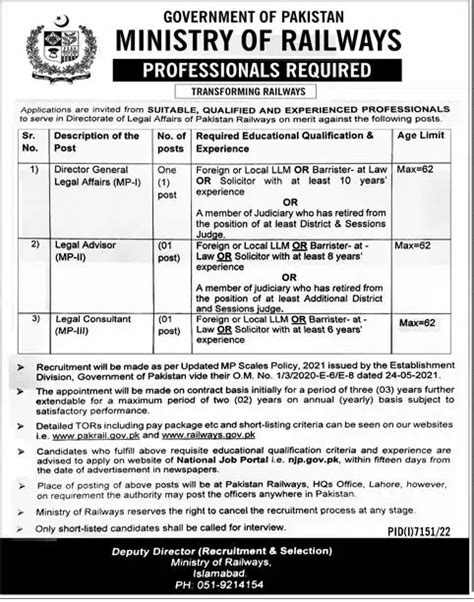 Pakistan Railways Vacancies May 2023 On Contract Galaxy World