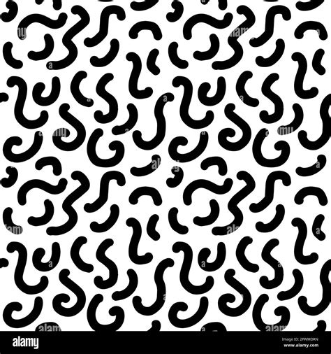 90s Seamless Pattern Squiggle Random Vector Illustration Stock Vector