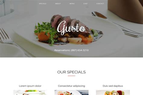 Gusto - Free Restaurant One Page website Template | TemplatesPoint