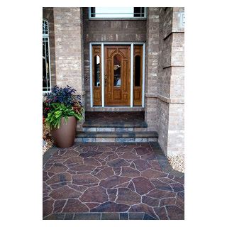 Bold Front Entryway With Custom Walkway Traditional Landscape