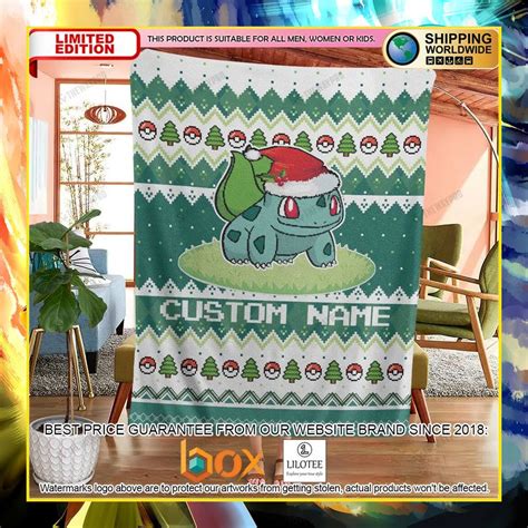 HOT Pokemon Bulbasaur Christmas Custom Luxury Blanket Express Your Unique Style With BoxBoxShirt