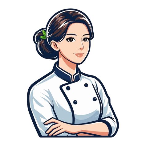 Premium Vector Beautiful Woman Chef Mascot Logo Design Illustration