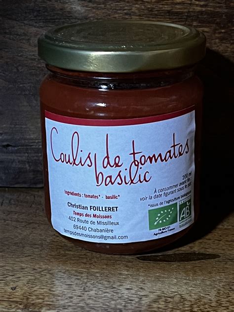 Coulis De Tomate Basilic Bio Ml Marcel Fifi