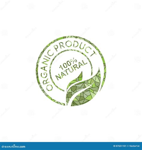 Eco Friendly Natural Label Organic Product Sticker Logo Stock Vector