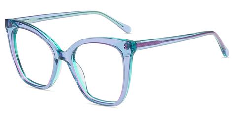 Women Glasses Medium Shirley20209 Clear Purple Blue Acetate Cat Eye