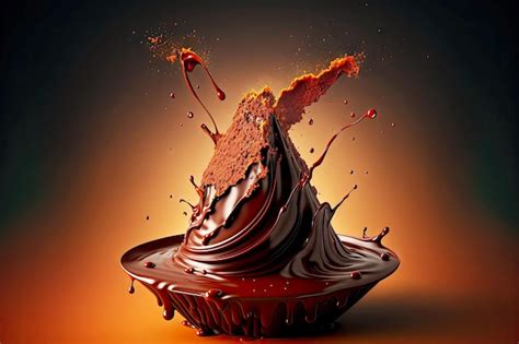 Premium Ai Image Volcano Of Hot Dark Chocolate With Flowing Chocolate