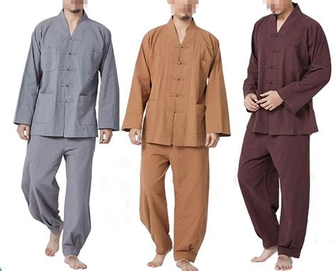 Men Gray Coffeecotton Linen Spring Autumn Yoga Suit Male Zen Lay