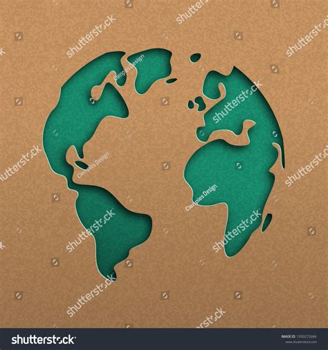 Papercut World Map Illustration Green Cutout Royalty Free Stock