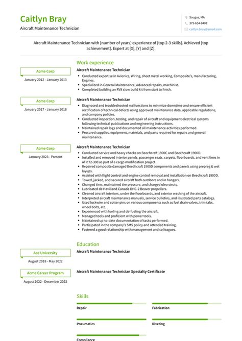 Aircraft Maintenance Technician Resume Examples and Templates