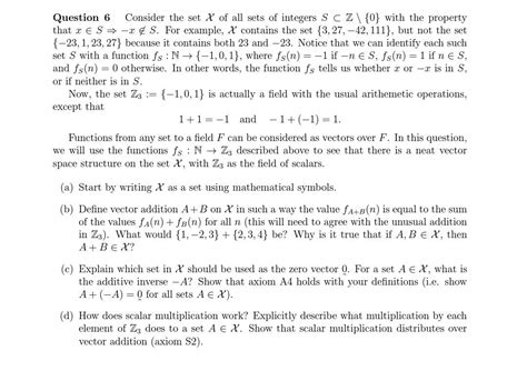 Solved Question 6 Consider The Set X Of All Sets Of Integers