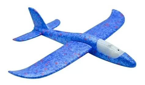 Avión De Unicel Planeador Con Luz Led Grande 48 Cm