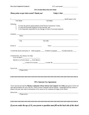 Fillable Online Patron Registration Form Revised Fax Email Print