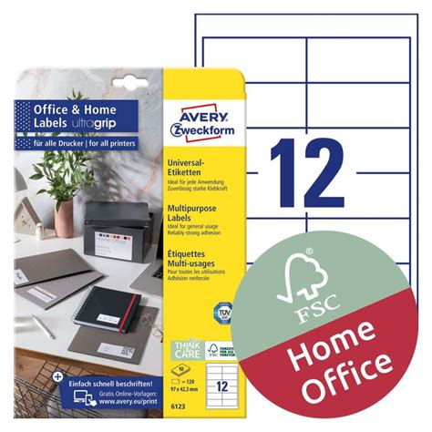Avery Zweckform® 6123 Universal-Etiketten ultragrip - 97 x 42,3 cm, w
