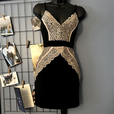 Dresses Nwot Black And Nude Lace Cocktail Dress Poshmark