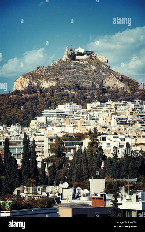 Athens cityscape with Mt Lykavitos viewed from above, Greece Stock ...