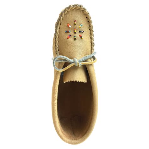 Child And Junior Genuine Moosehide Leather Soft Sole Beaded Moccasins