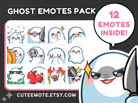 Cute Ghost Twitch Emotes For Streamer Bundle Discord Emote Etsy